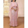 Elegant Party Dress Shinny Shawl Sleeveless Evening Slim Long Dress - Rose XXL | US 14