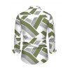 Vintage Couple Outfit Solid Color Multi-pockets Spaghetti Strap Jumpsuit and Geometric Striped Print Shirt Set - Vert clair S | US 4