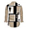 Casual Couple Outfit Colorblock Geometric Print Ruched Turn Down Collar Button Up Bodycon Shirt Dress and Long Sleeve Shirt Set - café lumière S | US 4