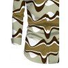 Vintage Couple Outfit Colorblock Wave Print Foldover Off the Shoulder Ruched Bodycon Dress and Long Sleeve Shirt Set - Vert Armée S | US 4