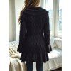 Winter Women Outfit Wavy Asymmetrical Hem Solid Color Mid‑Long Ruffle Bell Sleeve Sweater Coat and Wings Necklace Lace Up Over The Knee Boots Set - Noir S | US 4