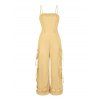 Solid Color Cargo Jumpsuit Multi-pockets Spaghetti Strap Casual Jumpsuit - café lumière S | US 4