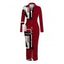 Casual Shirt Dress Colorblock Geometric Print Ruched Turn Down Collar Button Up Bodycon Dress - Rouge Vineux S | US 4