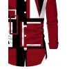 Men's Casual Shirt Colorblock Geometric Print Button Up Long Sleeve Shirt - Rouge Vineux 5XL