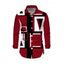 Men's Casual Shirt Colorblock Geometric Print Button Up Long Sleeve Shirt - Rouge Vineux 5XL