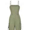 Solid Color Cargo Jumpsuit Multi-pockets Spaghetti Strap Casual Jumpsuit - Vert clair XXL | US 14