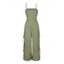 Solid Color Cargo Jumpsuit Multi-pockets Spaghetti Strap Casual Jumpsuit - Vert clair XXL | US 14