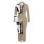 Casual Shirt Dress Colorblock Geometric Print Ruched Turn Down Collar Button Up Bodycon Dress - Rouge Vineux S | US 4