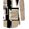 Men's Casual Shirt Colorblock Geometric Print Button Up Long Sleeve Shirt - café lumière XL