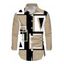 Men's Casual Shirt Colorblock Geometric Print Button Up Long Sleeve Shirt - Rouge Vineux 5XL
