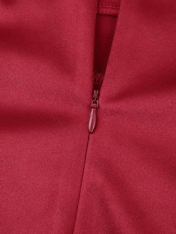 Cocktail Dress Solid Color Ruched Bodycon Spaghetti Strap Party Dress - Rouge Vineux L | US 8-10