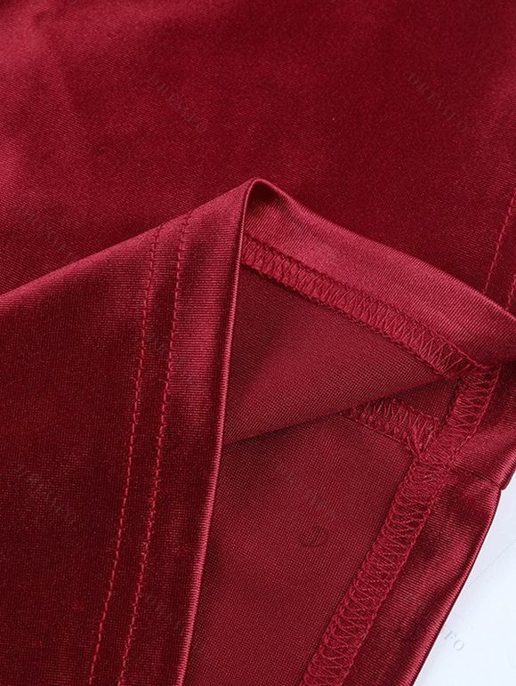 Cocktail Dress Solid Color Ruched Bodycon Spaghetti Strap Party Dress - Rouge Vineux L | US 8-10