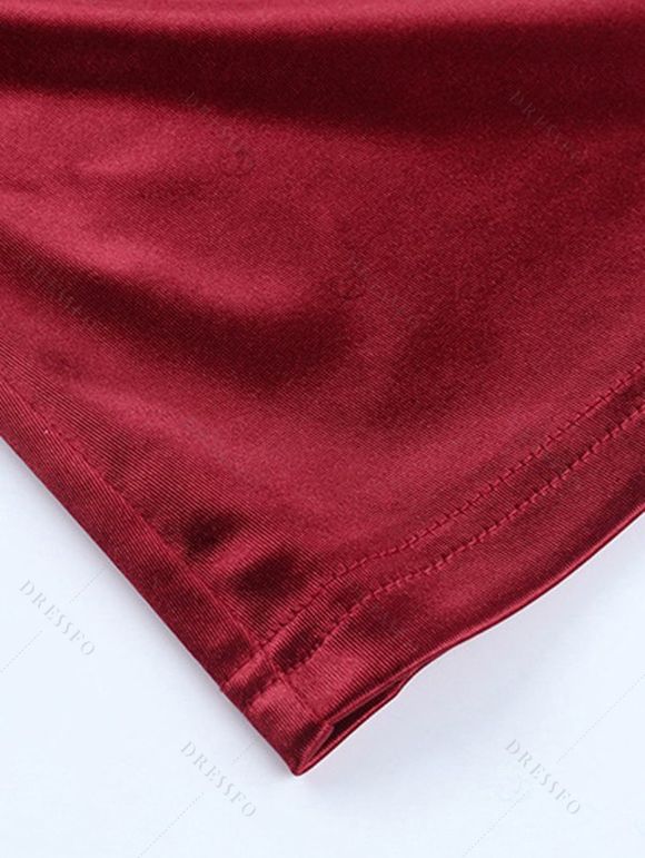 Cocktail Dress Solid Color Ruched Bodycon Spaghetti Strap Party Dress - Rouge Vineux L | US 8-10
