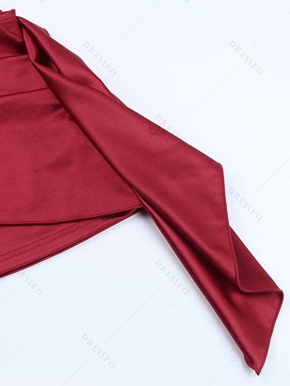 Cocktail Dress Solid Color Ruched Bodycon Spaghetti Strap Party Dress - Rouge Vineux L | US 8-10