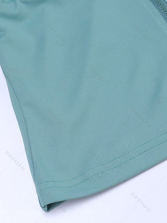 Athletic Women Outfit Cropped Zip Up Cardigan and High Waist Flare Pants Set - Vert clair L | US 8-10