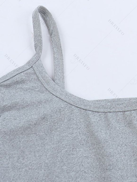 Athletic Women Two Piece Outfits Solid Color Crop Cami Top and High Waist Skirt Set - Gris Clair XL | US 12