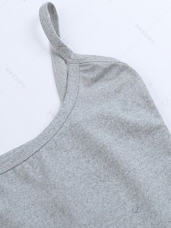 Athletic Women Two Piece Outfits Solid Color Crop Cami Top and High Waist Skirt Set - Gris Clair XL | US 12