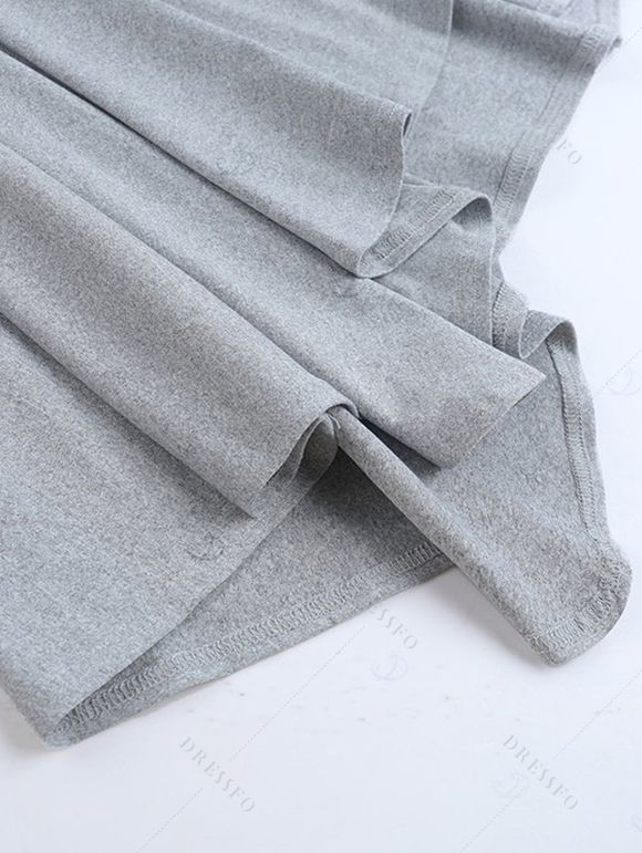 Athletic Women Two Piece Outfits Solid Color Crop Cami Top and High Waist Skirt Set - Gris Clair XL | US 12