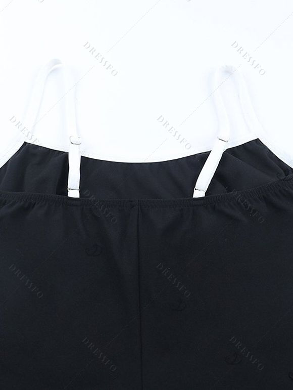 Colorblock Spaghetti Strap Bodysuit Romper Slim Active Romper Casual Workout Romper - Noir L | US 8-10