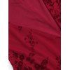 Cocktail Party Dress Solid Color Flocked Flower Mesh Plunging Neck Bodycon Midi Dress - Rouge Vineux S | US 4