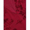 Cocktail Party Dress Solid Color Flocked Flower Mesh Plunging Neck Bodycon Midi Dress - Rouge Vineux XL | US 12