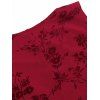 Cocktail Party Dress Solid Color Flocked Flower Mesh Plunging Neck Bodycon Midi Dress - Rouge Vineux L | US 8-10