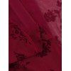 Cocktail Party Dress Solid Color Flocked Flower Mesh Plunging Neck Bodycon Midi Dress - Rouge Vineux XL | US 12