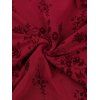 Cocktail Party Dress Solid Color Flocked Flower Mesh Plunging Neck Bodycon Midi Dress - Rouge Vineux XL | US 12