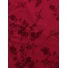 Cocktail Party Dress Solid Color Flocked Flower Mesh Plunging Neck Bodycon Midi Dress - Rouge Vineux XL | US 12