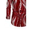 Burgundy Party Couple Outfit Pearl Rhinestone Wave Print Off the Shoulder Mesh Panel Bodycon Dress and Long Sleeve Shirt Set - Rouge Vineux S | US 4