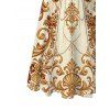 Vintage Dress Baroque Palace Print Pocket Square Neck A Line Vacation Dress - Champagne M | US 6