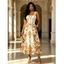 Vintage Dress Baroque Palace Print Pocket Square Neck A Line Vacation Dress - Champagne XXL | US 14