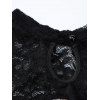 Party Dress Floral Lace Panel Cut Out Long Sleeve Slim Slit Bodycon Dress - Noir L | US 8-10