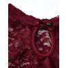 Party Dress Floral Lace Panel Cut Out Long Sleeve Slim Slit Bodycon Dress - Rouge Vineux M | US 6