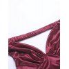 Burgundy Evening Dress Solid Color Ruched Off the Shoulder High Slit Party Satin Dress - Rouge Vineux M | US 6