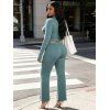 Athletic Women Outfit Cropped Zip Up Cardigan and High Waist Flare Pants Set - Vert clair L | US 8-10
