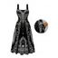 Gothic Dress Skeleton Skull Rose Church Cathedral Pattern Pocket Square Neck A Line Dress - Noir XXL | US 14