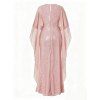 Elegant Party Dress Shinny Shawl Sleeveless Evening Slim Long Dress - Rose XXL | US 14