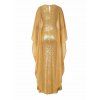 Elegant Party Dress Shinny Shawl Sleeveless Evening Slim Long Dress - GOLDEN XXL | US 14
