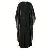 Elegant Party Dress Shinny Shawl Sleeveless Evening Slim Long Dress - Noir XL | US 12