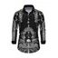 Men's Gothic Shirt Skull Rose Church Cathedral Pattern Button Up Long Sleeve Shirt - Noir 5XL