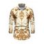 Men's Vintage Shirt Baroque Palace Print Button Up Long Sleeve Shirt - Champagne 5XL