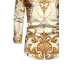 Men's Vintage Shirt Baroque Palace Print Button Up Long Sleeve Shirt - Champagne 5XL