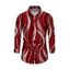 Men's Burgundy Party Shirt Pearl Rhinestone Wave Print Button Up Long Sleeve Shirt - Rouge Vineux 5XL