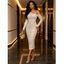 Fashion Dress See Thru Mesh Panel Sleeve Skew Neck Cinched Ruched Bodycon Dress - Rouge Vineux XL | US 12