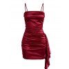 Cocktail Dress Solid Color Ruched Bodycon Spaghetti Strap Party Dress - Rouge Vineux L | US 8-10