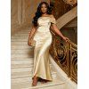Elegant Party Dress Off the Shoulder Ruched Solid Color Bodycon Dress - Jaune clair L | US 8-10
