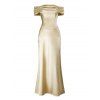 Elegant Party Dress Off the Shoulder Ruched Solid Color Bodycon Dress - Jaune clair L | US 8-10