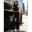 Casual Women Daily Outfit Burgundy Halter Cropped Tank Top and Cinched Flare Pants Set - Rouge Vineux L | US 8-10