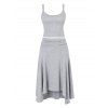 Athletic Women Two Piece Outfits Solid Color Crop Cami Top and High Waist Skirt Set - Gris Clair XL | US 12